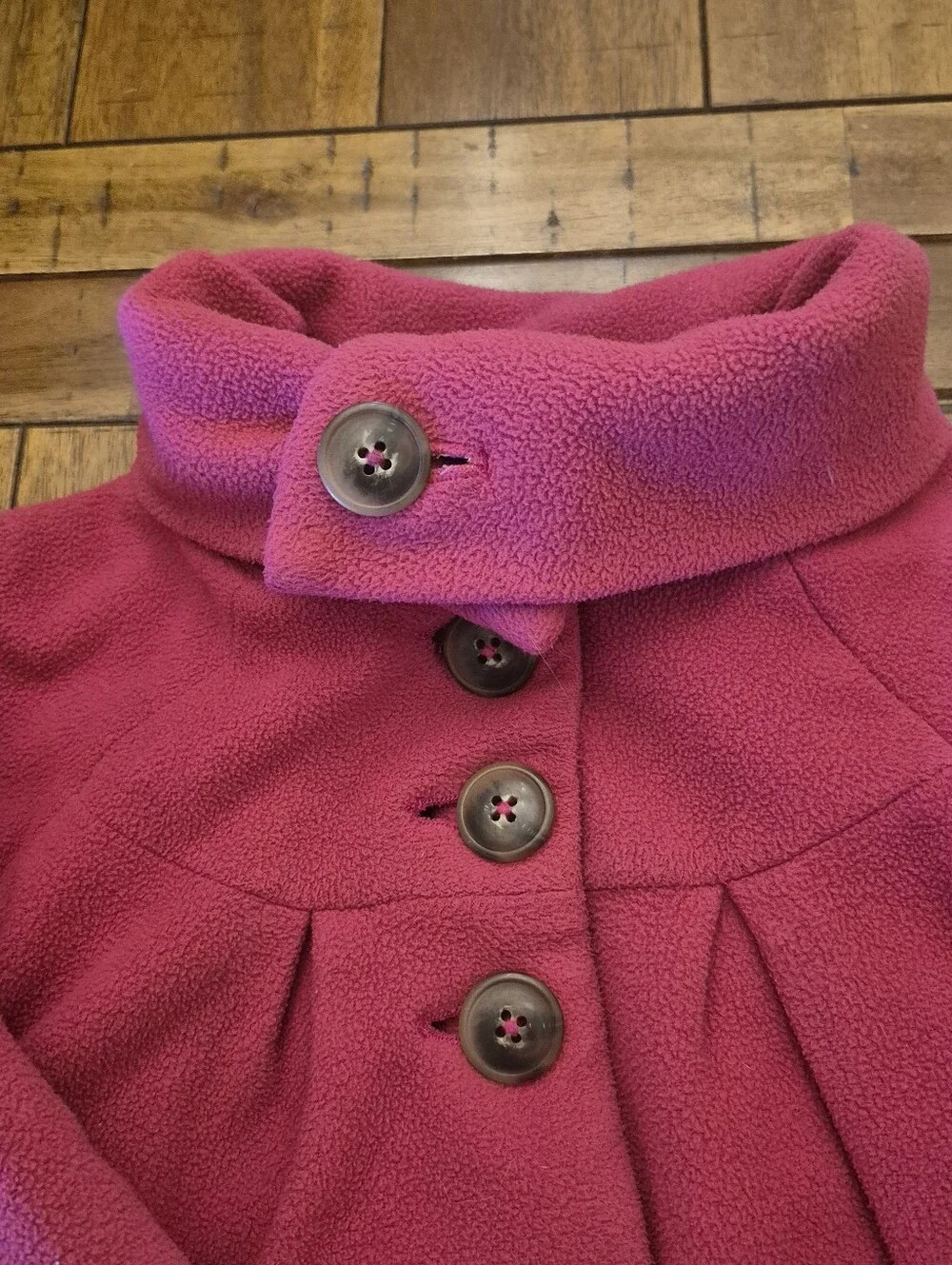 Old Navy Girls' Raspberry Pink Pea Coat Convertible Collar 4T